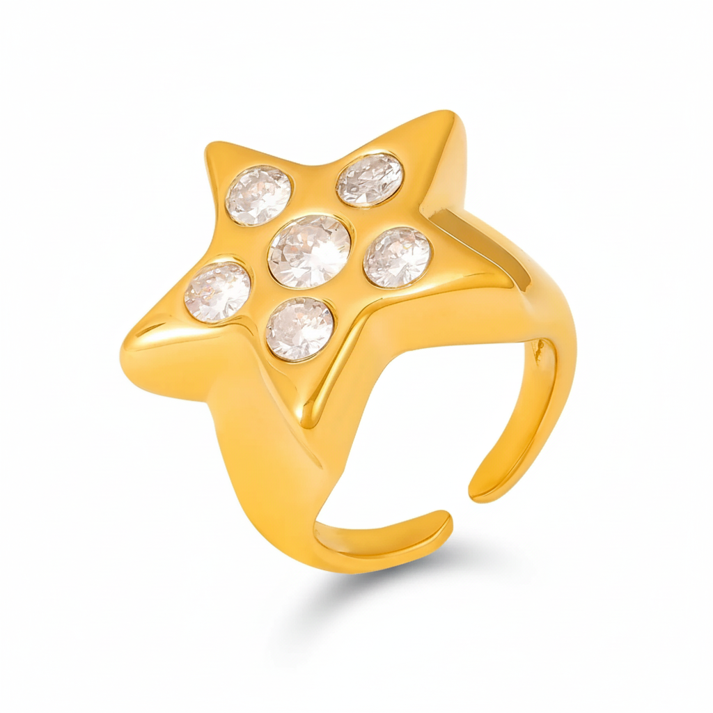 Stella Ring – Stainless Steel with Zircon Inlay