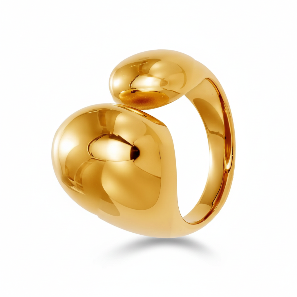 Auric Curve Ring – 18K Gold Plated Stainless Steel Sculpted Ring