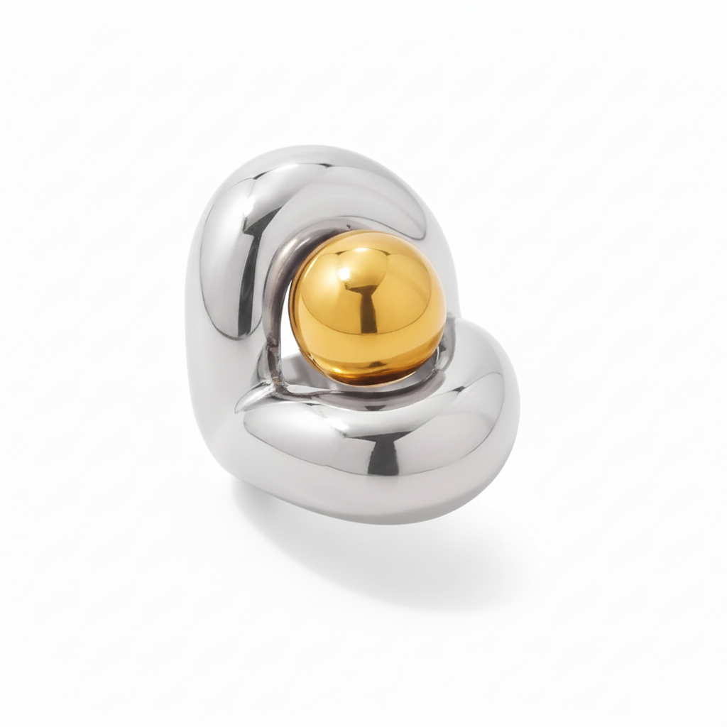 Vortex Sculpt Ring – 18K Gold Plated Stainless Steel Geometric Ring