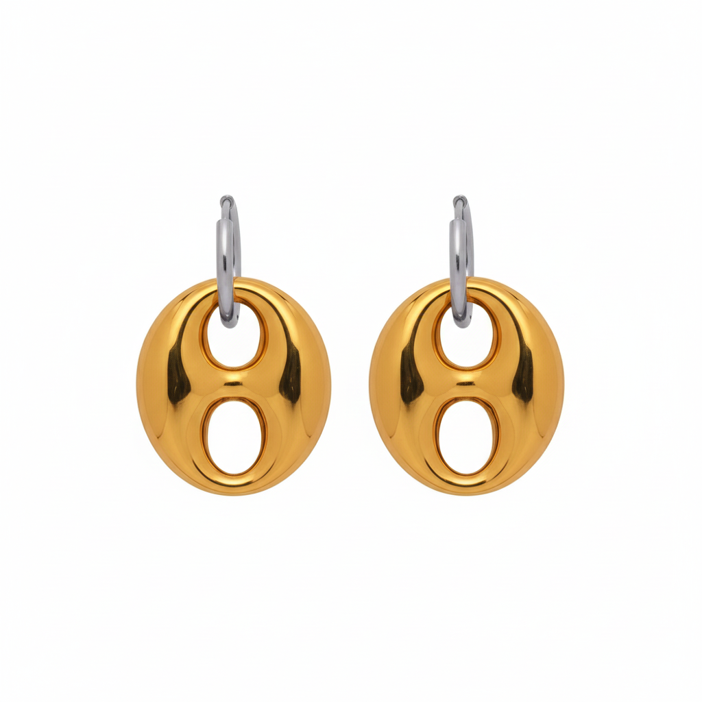 Liora Double Hoop Drops – 18K Gold Plated Stainless Steel Earrings