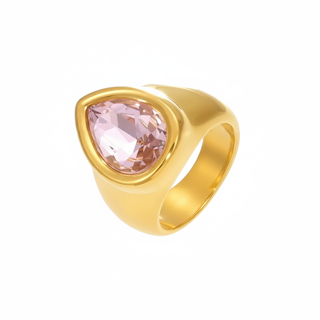 Celestia Drop Ring – 18K Gold Plated Stainless Steel