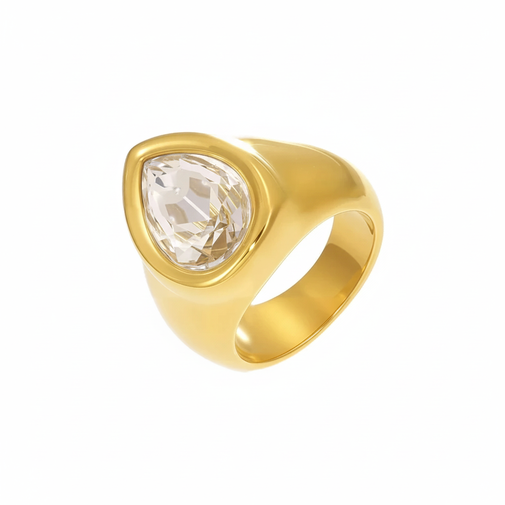 Celestia Drop Ring – 18K Gold Plated Stainless Steel