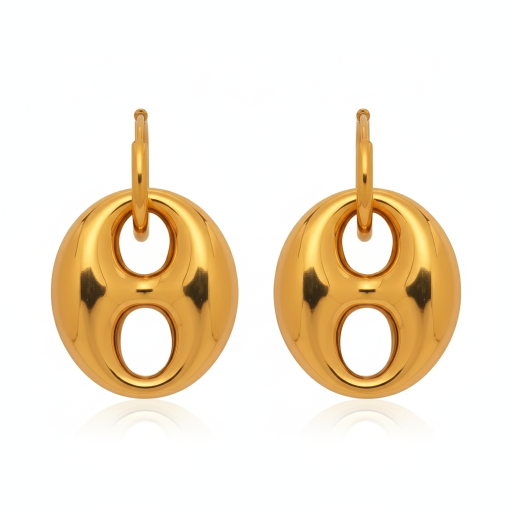 Liora Double Hoop Drops – 18K Gold Plated Stainless Steel Earrings