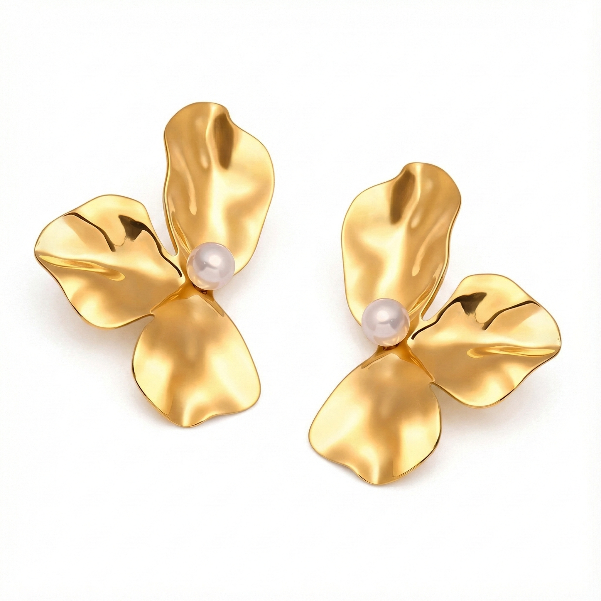 The Luna Petal Earrings – 18K Gold Plated
