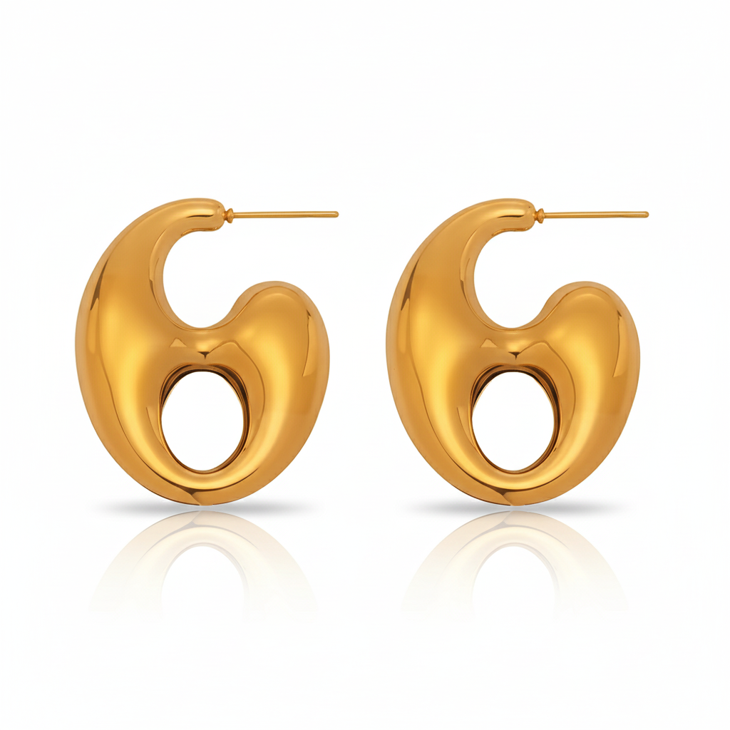 Liora Double Hoop Drops – 18K Gold Plated Stainless Steel Earrings