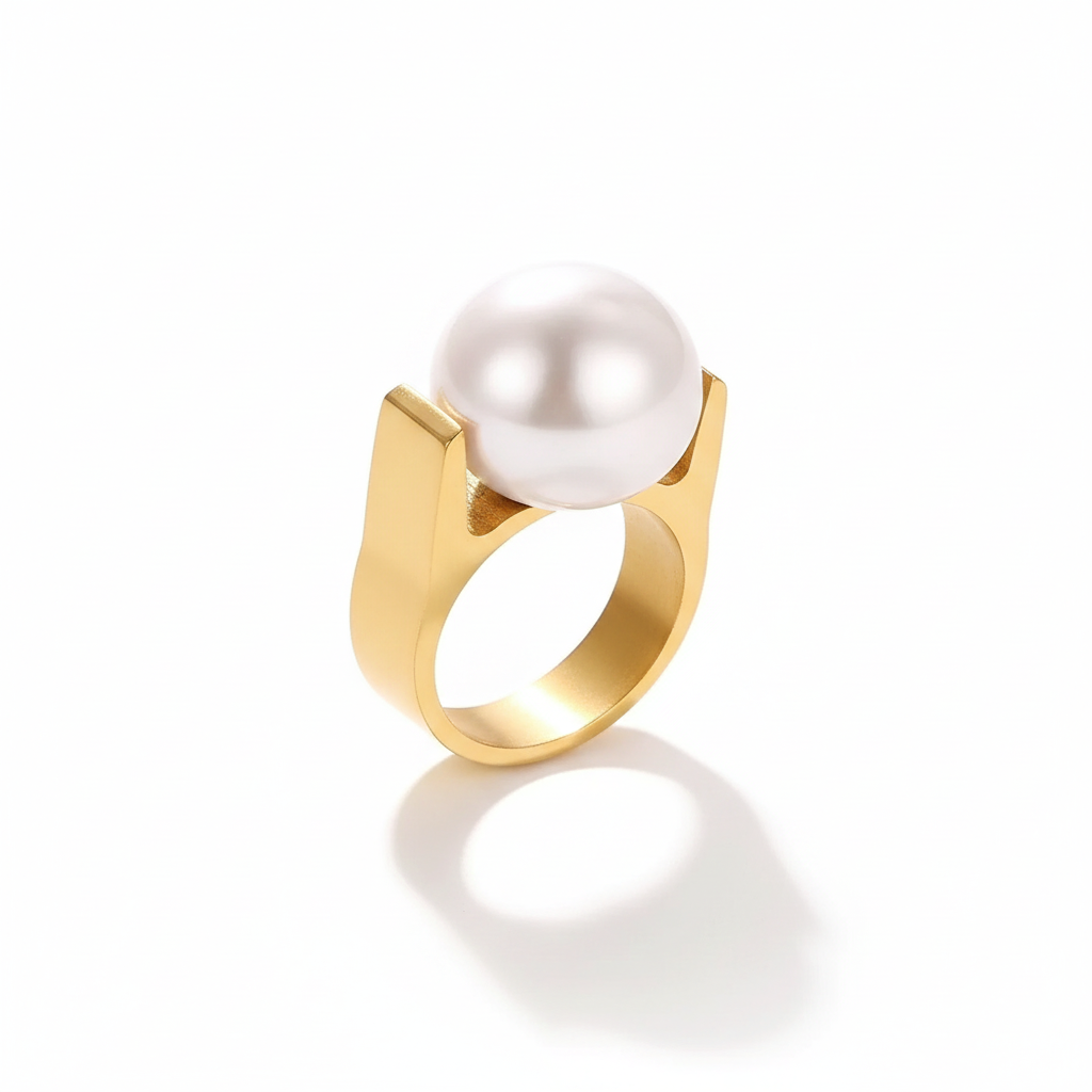Astra Pearl Ring – 18K Gold & Stainless Steel