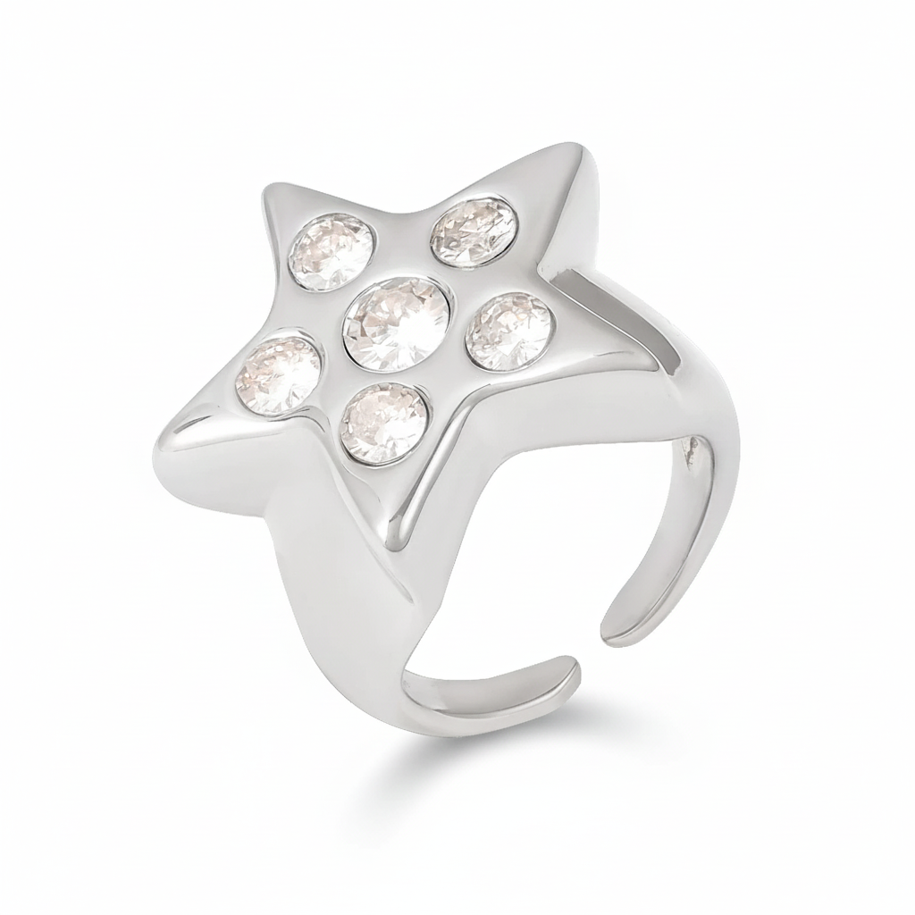 Stella Ring – Stainless Steel with Zircon Inlay