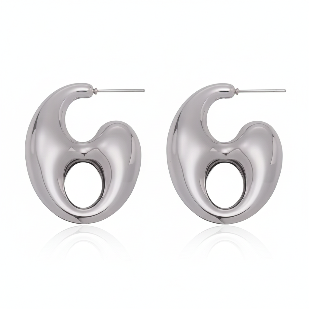 Liora Double Hoop Drops – 18K Gold Plated Stainless Steel Earrings