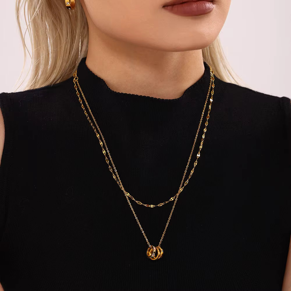 The Orbit Pave Necklace – 18K Gold Plated