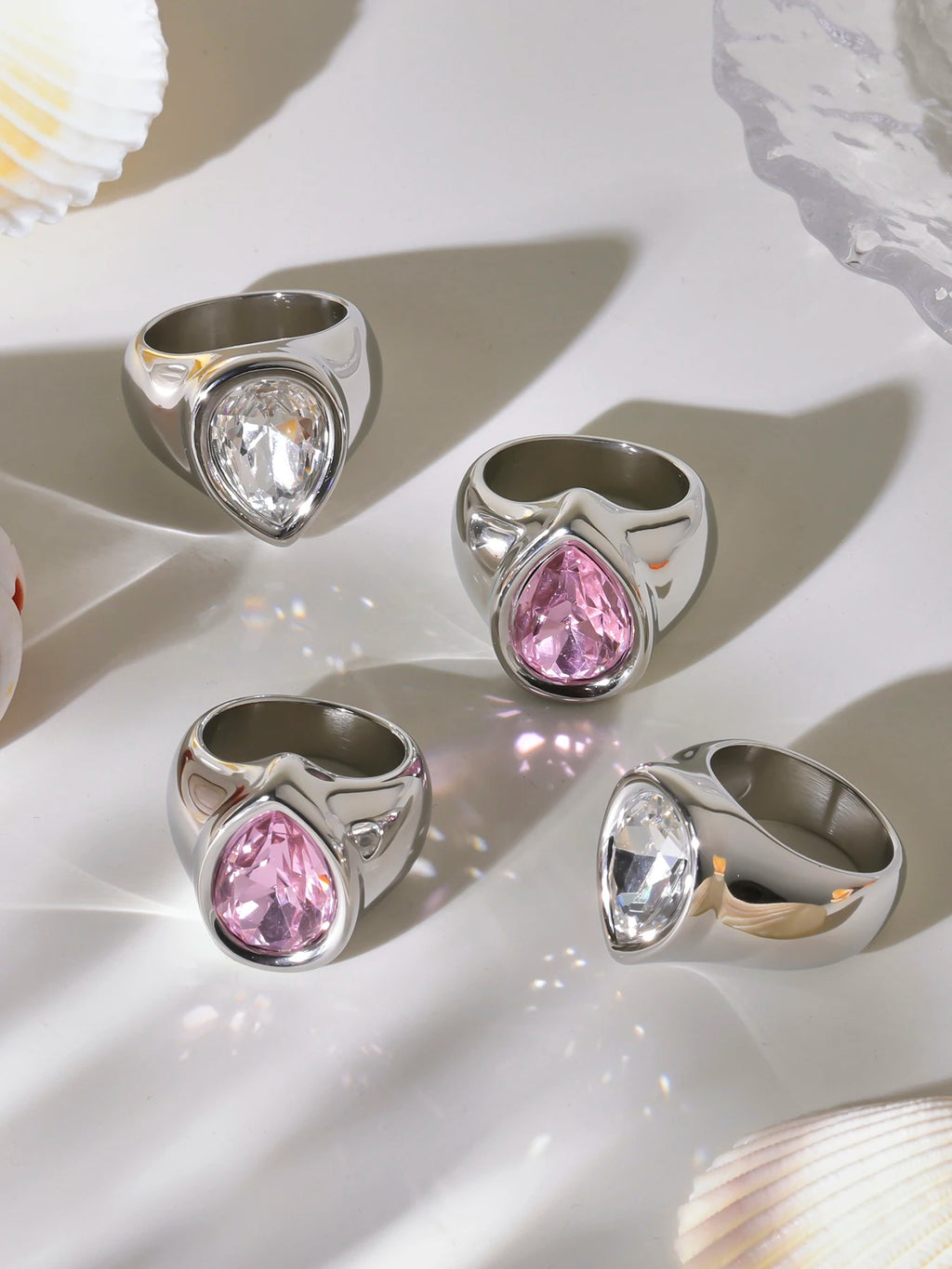 Celestia Drop Ring – 18K Gold Plated Stainless Steel