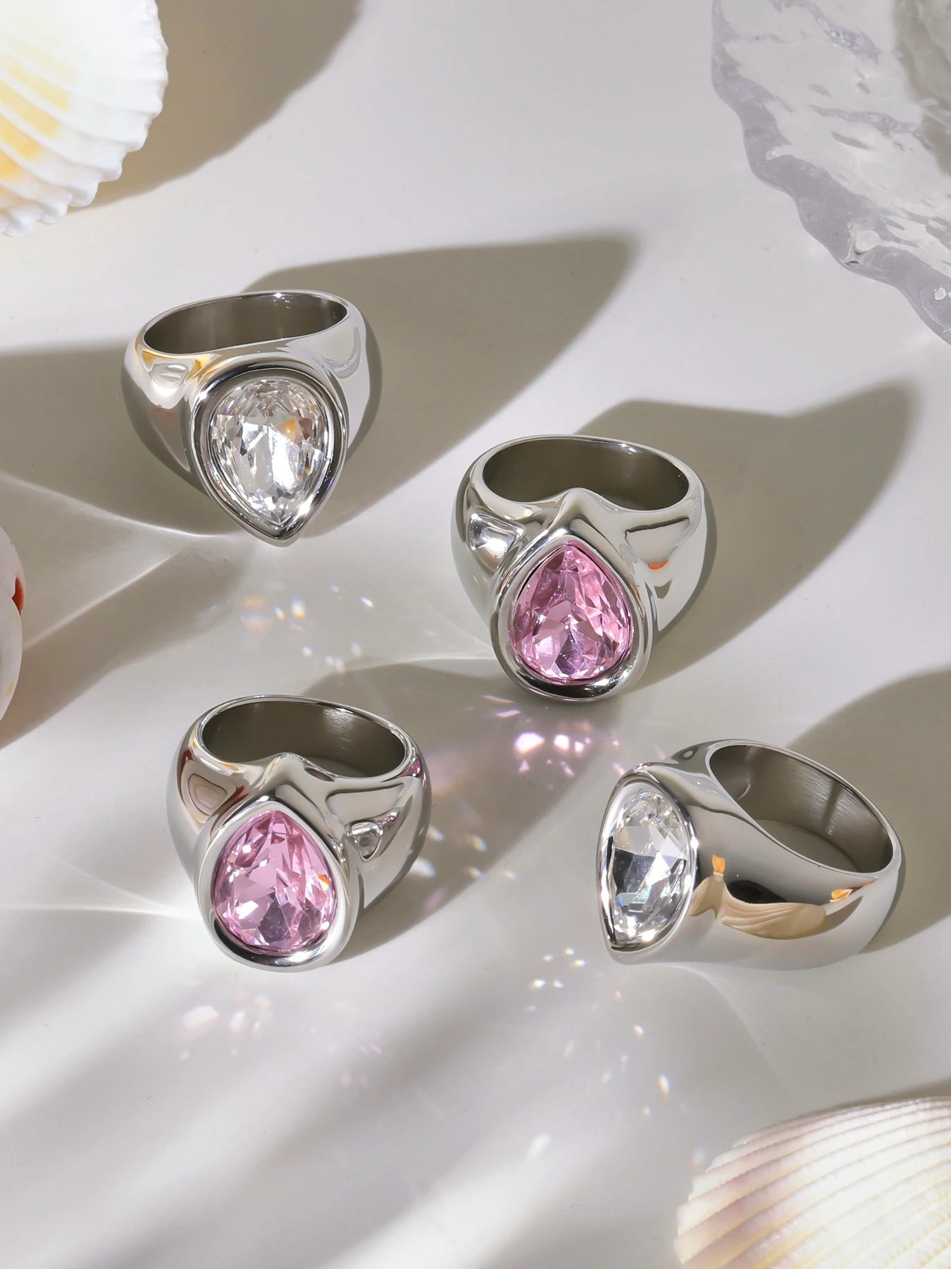 Celestia Drop Ring – 18K Gold Plated Stainless Steel